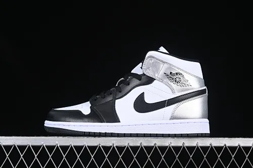 All categories Air Jordan Jordan series basketball shoes Air Jordan 1 Mid Air Jordan 1 Mid AJ1 Joe 1 black and white silver mid-top cultural and casual sneakers DQ8423-103